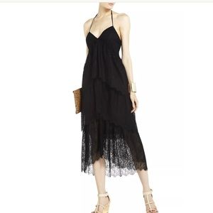 Bcbg Max Azria black lace halter dress